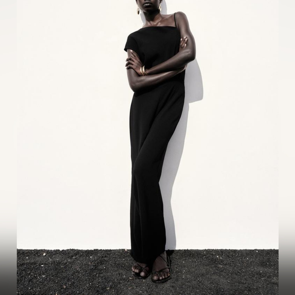 ZARA ASYMMETRICAL CREPE JUMPSUIT